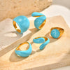 Chunky Open Twist Stackable Rings for Women, Blue Geometric Bold Enamel Crossover Statement Ring Band - Image 4