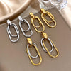 Stainless Steel Gold Silver Color Drop Earrings for Women Glossy Doublelayer U Shaped Pendant Earrings Jewelry Gifts - Image 1