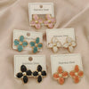 Charming four-leaf flower colorful enamel gold-plated women's earrings, high-quality earrings, wife's gift - Image 1