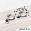 Do Old Rose Flower Heart Pendant Hoop Earrings For Women Men Silver Color Black Zircon Tassel Small Ear Buckle Party Jewelry - Image 3