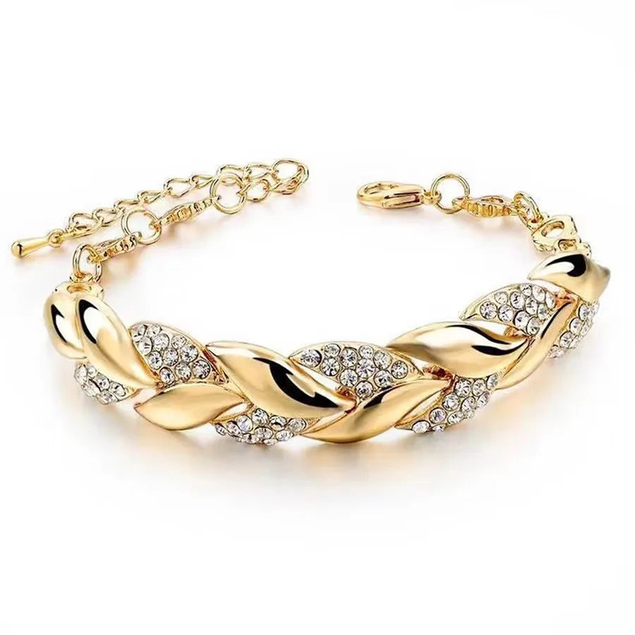 Love Braided Leaf Bracelet Charm Crystal Wedding Bracelets For Women Anniversary Valentines Day Gifts Aesthetic Jewelry - Image 1