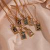 316L Stainless Steel Coloeful Tarot Necklace Zircon Star Moon Sun Lovers Magiclan Knight Empress Necklace For Women - Image 6