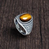 Vintage Silver Ring Tiger's Eye Stone 10 14MM Retro Style Large Stone Finger Rings Jewelry for Men - Image 3