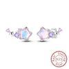Silver Hoop Earrings Purple Zircon Flowers Butterflies Studs Earring For Women Wedding Engagement Gift - Image 17