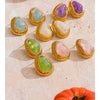 Candy Multi-Color Resin Acrylic Heart Stud Earrings Golden Stainless Steel Jewelry Blue White Pink Purple Green - Image 4