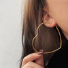 30-60mm Exaggerate Big Hoop Earring Heart Earrings For Women Stainless Steel Gold Color Hip Hop Korea Jewelry - Image 1