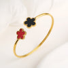 Gold-Plated Stainless Steel Five-Leaf Flower Open Bangle For Woman Girl Party Lucky Jewelry Accessories Daily Wear Clover - Image 12