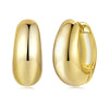 Gold Plated Silver Post Glossy Hoop Earrings, High Polished Statement Jewelry for Women - Image 6