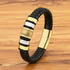 Xqni Leather Bracelet Men Classic Stainless Steel Beaded Leather Braided Rope Bangle For Charm Men Jewelry Birthday Gift - Image 8
