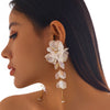 Elegant White Petal Flower Drop Earrings Women Kpop Hanging Piercing Earring Aesthetic Wed Bridal Jewelry Accessories - Image 3