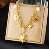 Stainless Steel Golden Summer Sun Heart Drop Necklace For Women Lady Neck Chain Jewelry Gift - Image 5
