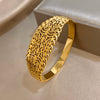 Greatera Floral Scrolls Pattern Bracelet Chunky Engraved Hollow Stainless Steel Charm Bangles - Image 2