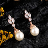 Simple Imitation Pearl Shape Zircon Dangle Earrings For Women Silver Color Daily Evening Jewelry Accessories - Image 3