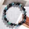 Triple Protection Bracelet, Blue Malachite Black Bile Obsidian Beaded Bracelet, Handmade Stretch Beaded Bracelet - Image 5
