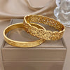 Retro Gothic Stainless Steel Wide Bracelets for Women Men Geometric Textured Carved Gold Plated Cuff Bangle Jewelry - Image 2