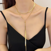 316L Stainless Steel Jewelry 134cm Pull Adjusting Charm Flat Snake Chain Choker Necklaces Pendants For Women - Image 21