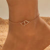 Simple Double Zircon Cross 8 Shape Word Anklet For Women Hollow Love Heart Thin Chain Anklets Beach Foot Minimalist Jewelry - Image 3