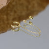 1pc Silver Shimmering Clear CZ Zircon Ear Cuff With Chain Tassel Stud For Women Gift Cartilage Clip Earrings - Image 5