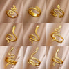 316L Gold Plated Stainless Steel Snake Rings For Women Men Open Adjustable Ring Vintage Gothic Aesthetic Jewelry - Image 1