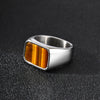 Stainless Steel Square Stone Ring for Men Boys, Turquoise Tiger Eye Thumb Rings for Men, 12.8mm Width Signet Ring - Image 5