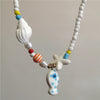 Colorful Ceramic Fish and Starfish Bead Choker Necklace - Image 15