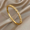 Geometric Twisted Micro Inlaid Zircon Cuff Bracelet for Women Gold Plated Copper Stacked Bangle Bracelets Jewelry Gifts - Image 1
