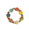 Handmade Colorful Floral Ceramic Beaded Bracelet Adjustable Stretch Boho Jewelry Elastic Wristband for Women Teens - Image 4
