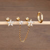 Three-Piece Floral Stud Earring Set with Linked Details - Image 5