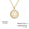 Star of David Stainless Steel Vintage Necklace Clear Zircon Round Pendant Necklaces Jewelry Wedding Gift for Women Men - Image 6