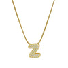 Cute English Letter Initial Necklace Gold Plated Zircon Paved Necklace Puffy Bubble Letter Necklace for Women - Image 28