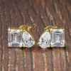 Gold Emerald&Pear Cut Cubic Zirconia Stud Earrings For Women Two Stone Ear Studs Party Wedding Jewelry Gift - Image 2