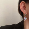 Vintage Purple Crystal Heart Ssymmetrical Drop Dangle Hoop Earrings For Women Girl Jewelry Gift Party серь - Image 4