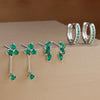 Three-Pair Huggie Hoop Earring Set with Color and Stone Variations - Image 12