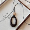 Vintage Irregular Hollow Wooden Heart Geometric Pendant Long Sweater Chain Necklace for Women Charms Jewelry - Image 5