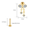 Titanium Bowknot Dangle Chain Flat Back Stud 18G 16G Threadless Push Pin Bow Cartilage Helix Ear Piercing - Image 13