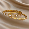 Elegant Zircon Stainless Steel Cuff Bracelet Women Simple Geometric Twisted Gold Plated Spring Bangle Jewelry Gift - Image 5