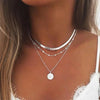 Silver Three-Layer Round Necklace for Women Simple Snake Chain Charm Ball Chain Party Gift Women's ExquisiteJewelry - Image 1