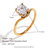 Wave Drop Round Zircon Ring Minimalist 316L Stainless Steel Women's Rings Gold Plated Accessories - Image 7
