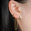 3pcs Colorful Zirconia Chain Earrings Set for Women Two Hole Round Circle Curvy Gold Color Hoop Earring Wedding Jewelry - Image 4
