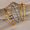 Greatera Colorful Rhinestone Ring Buckle Cut Pattern Bamboo Joint Bracelet Classic Creative Stainless Steel Colorfast Bangles - Image 1