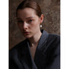 Pearl Drop Earrings with Geometric Metal Tops - Image 4