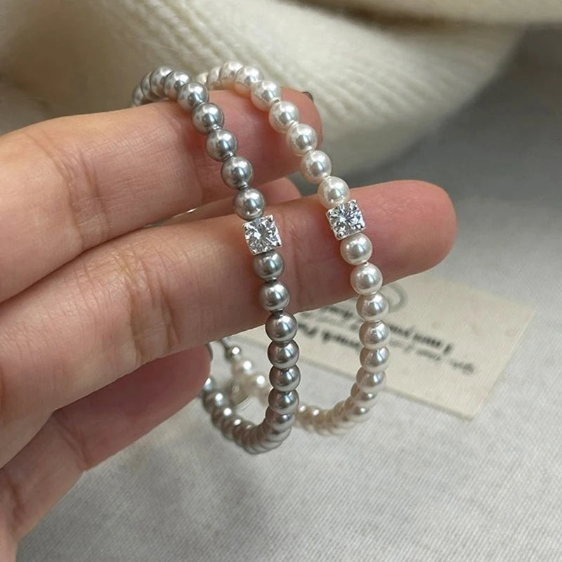 French Retro Single Zircon Pearl Bracelet for Women Simple Handmade Beaded Elegant Jewelry Birthday Gifts for Female - Image 1