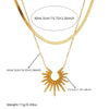 Meyrroyu 316L Stainless Steel Golden Geometric Sun Flower Bilayer Necklace Earrings Ring Women Jewelry Set - Image 2