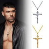 Crucifix Jesus Christ Men Jewelry Gold Brown Silver Color Metal Cross Pendant With Neck Chain Necklaces For Women - Image 2