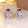 Crystal Round Stone Clip Earrings For Women Rose Gold Silver Color White Green Blue Zircon Jewelry Simple Gifts - Image 10