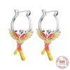 Silver Elegant Sparkling Lucky Clover Hoops Earring For Women Jewelry Simple Colorful Flower Love Gift - Image 35
