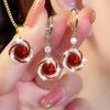 3pcs Shining Zircon Flower Jewelry Sets for Women Light Imitation Pearl Pendant Necklace Earrings Banquet Party Jewelry - Image 3