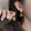 Brown Resin Tiger Eye Stone Dangle Earrings for Women Silver Needle Earring Personality Melard Color Jewelry - Image 3