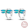 Silver Hoops Earrings Colorful Flower Butterfly Bee Drop Earring For Women Birthday Party Jewelry Gifts - Image 32