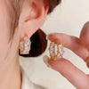 Golden Plated Cubic Zirconia Drop Hoop Earrings for Women Huggies Party Jewelry Gifts - Image 4